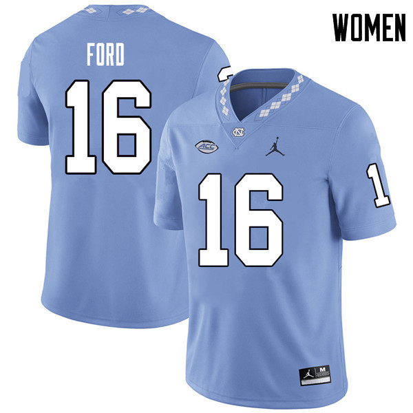 Jordan Brand Women #16 D.J. Ford North Carolina Tar Heels College Football Jerseys Sale-Carolina Blu